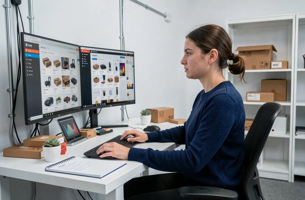 Développeuse web spécialisée en e-commerce travaillant sur la création et la maintenance technique d'un site boutique en ligne pour l'agence Aurone