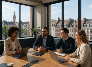 Panorama des cabinets lillois de la transformation et du capital humain Photo d'un bureau moderne à Lille avec professionnels en réunion