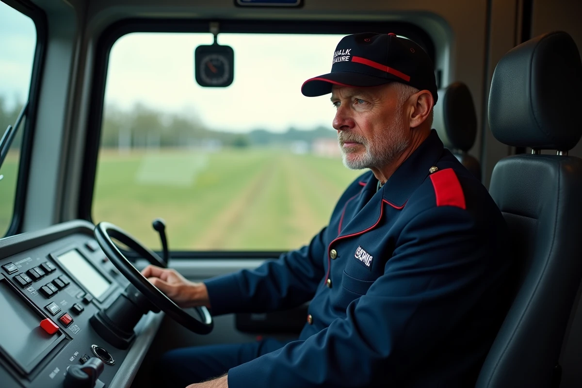 Conductor SNCF dans le cockpit d'un train moderne