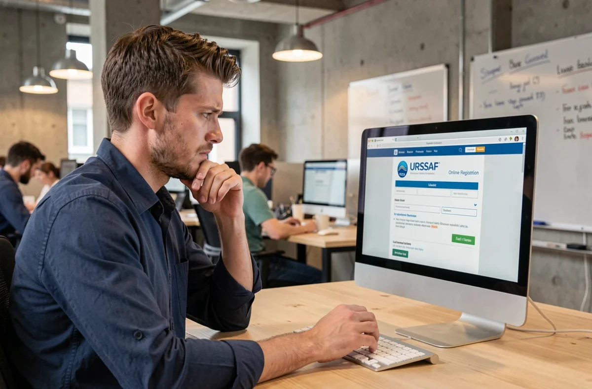 Jeune entrepreneur face aux erreurs fréquentes lors de l'inscription en ligne à l'URSSAF pour une micro entreprise