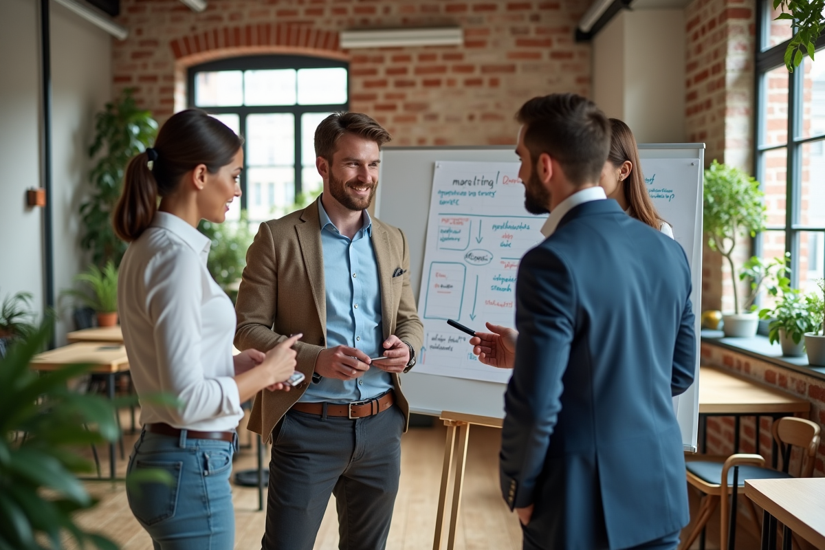 Groupe de jeunes professionnels en brainstorming