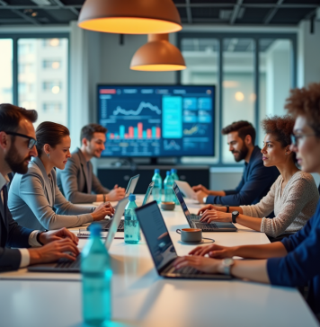 Marketing digital : impact et leviers essentiels à connaître en 2025 Groupe de professionnels collaborant dans un bureau moderne