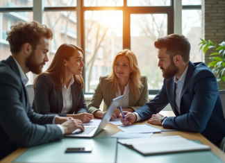 Groupe de jeunes professionnels collaborant en équipe