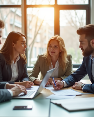 Groupe de jeunes professionnels collaborant en équipe