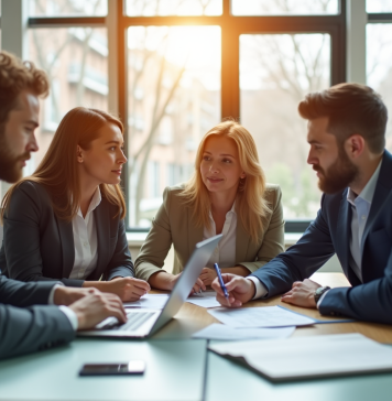 Groupe de jeunes professionnels collaborant en équipe