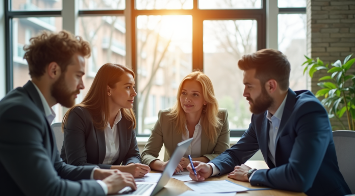 Groupe de jeunes professionnels collaborant en équipe