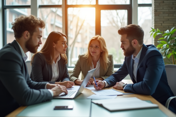 equipe-travail-innovation Groupe de jeunes professionnels collaborant en équipe