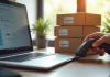 Espace de travail professionnel avec gestionnaire de colis