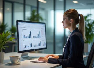 Argent publicités : Comment elles génèrent des revenus efficacement ? Femme professionnelle analysant des graphiques de performance en bureau