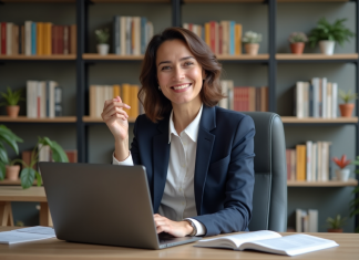 Se former au social selling avec Emmanuelle Petiau, une expérience unique Femme en blazer dans un bureau moderne et accueillant