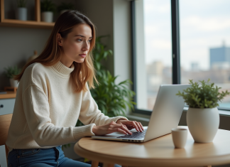 Légalité de Binance au Québec : Tout ce qu’il faut savoir sur cette plateforme d’échange crypto Jeune femme au travail sur un ordinateur dans un appartement urbain