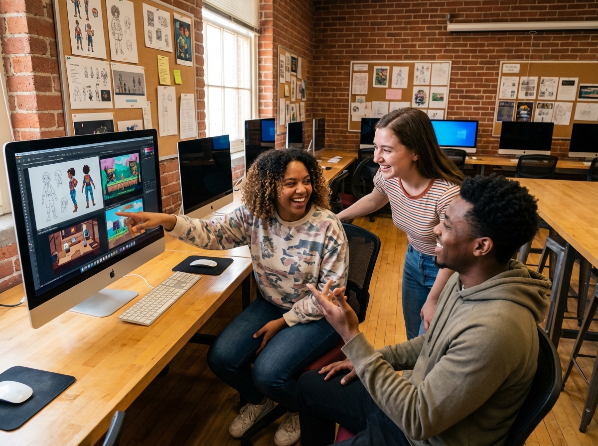 Groupe de jeunes adultes discutant autour d