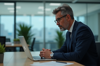 Homme d affaires en costume dans un bureau moderne