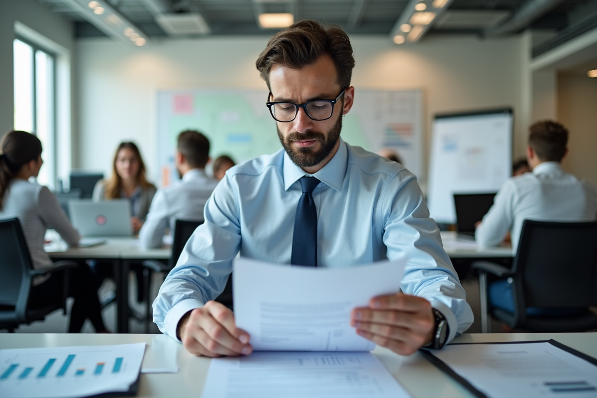 Homme en formation SAP dans une salle de formation moderne