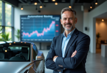 Ingénieur confiant devant une voiture électrique moderne