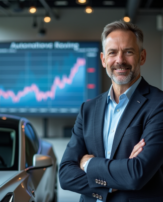 Ingénieur confiant devant une voiture électrique moderne
