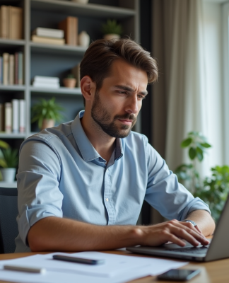 Jeune homme autoentrepreneur au bureau lumineux