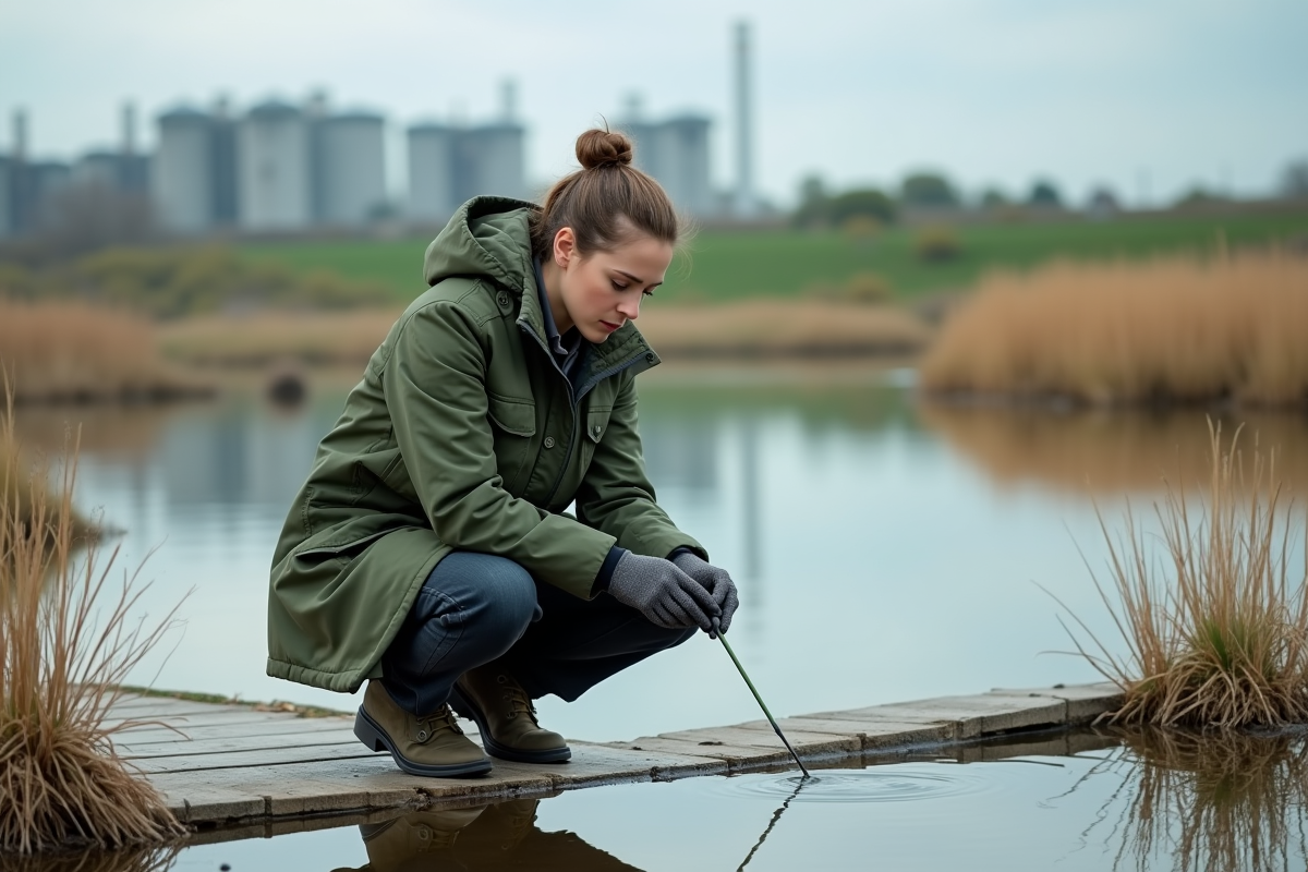 Jeune femme collecte des échantillons d