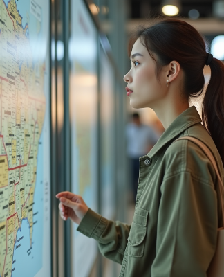 Jeune femme avec sac réutilisable devant un plan de magasin