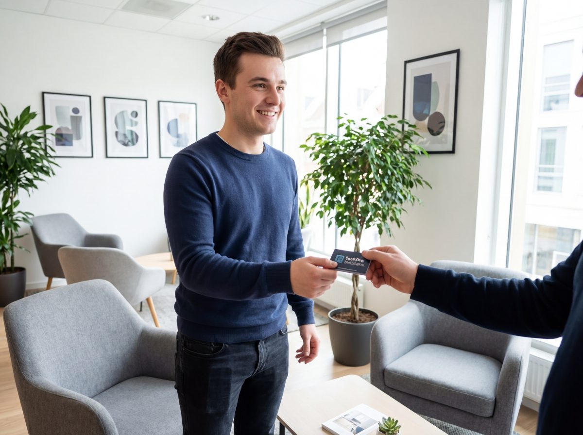 Jeune homme souriant avec une carte cadeau