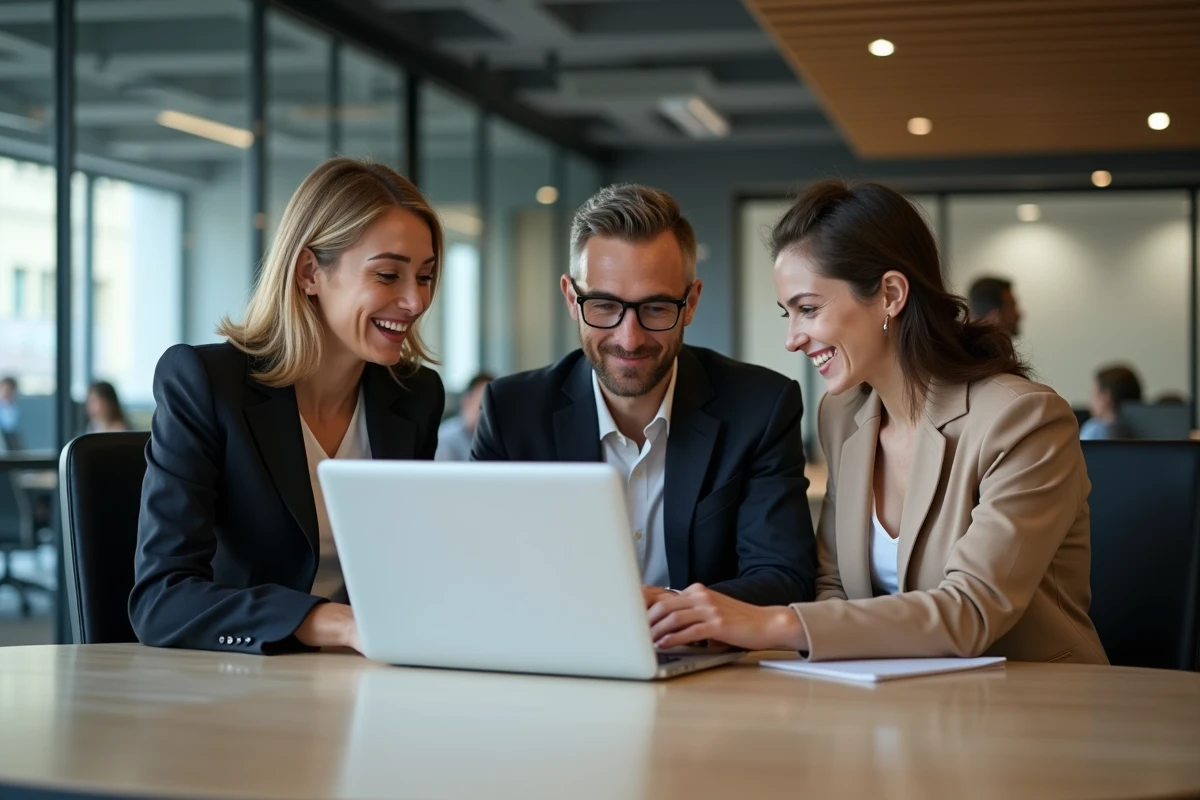 Groupe de professionnels en réunion dans un bureau moderne