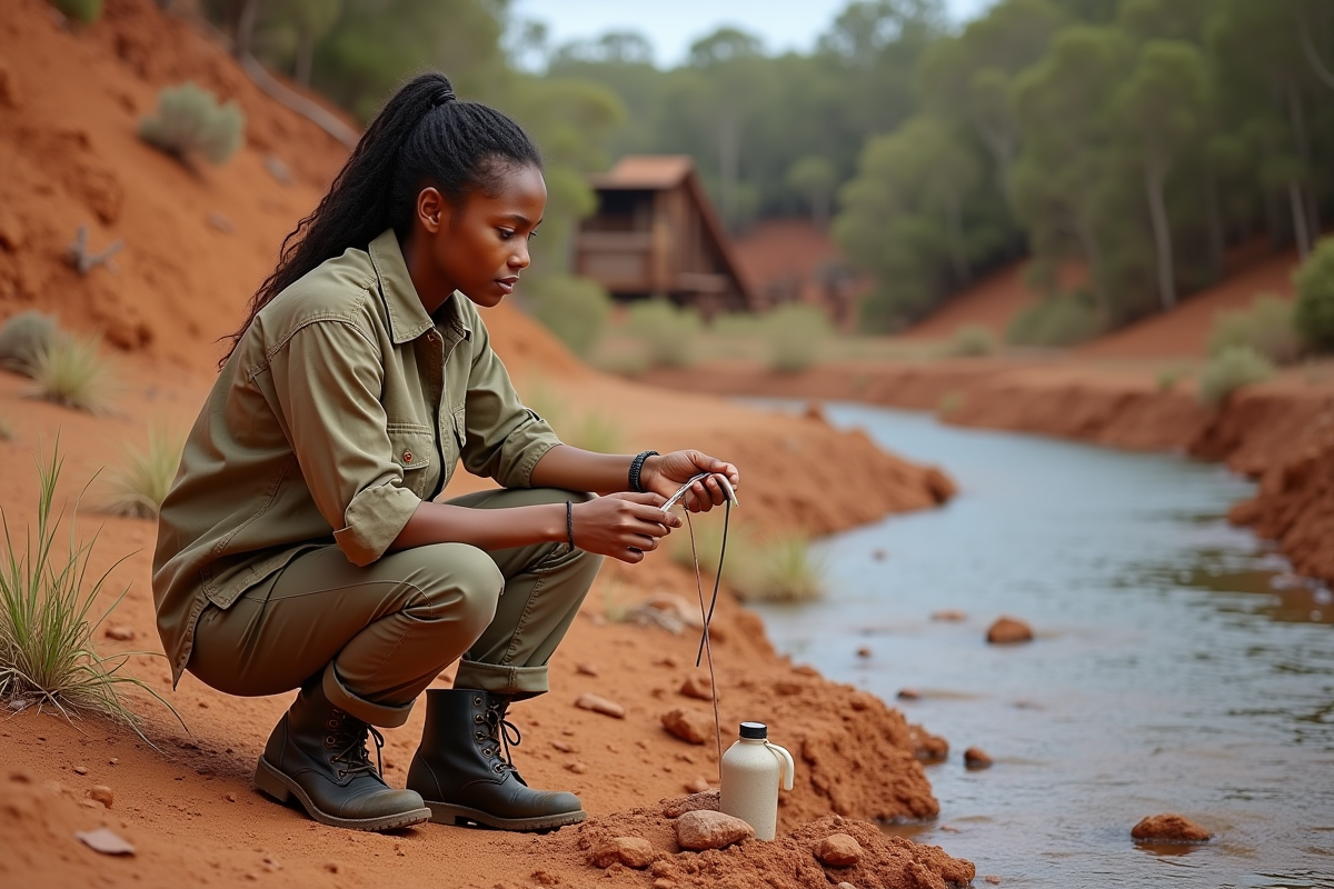 Jeune femme scientifique prélevant des échantillons d