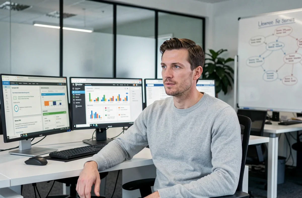 Spécialiste SEO de SEOQuantum analysant des outils d'optimisation sémantique et de contenu pour des clients dans les Yvelines