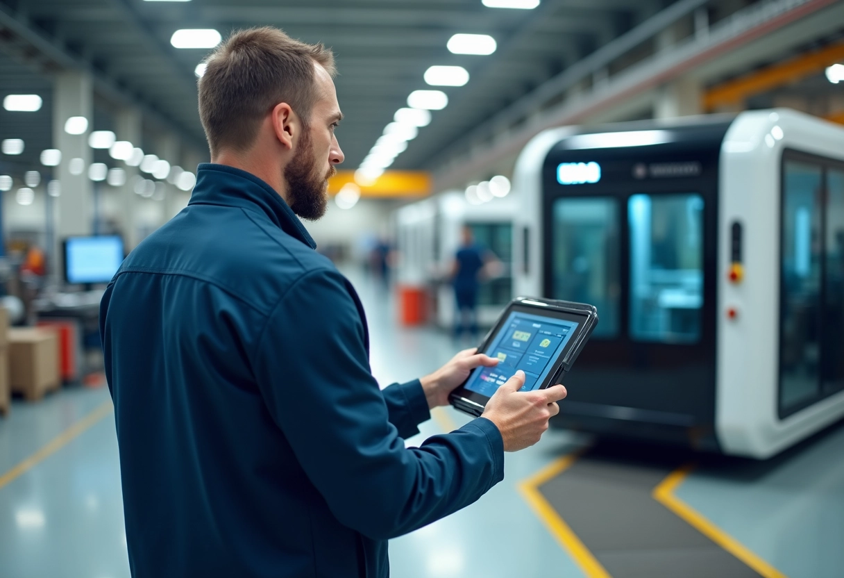 Technicien surveillant un véhicule automatisé dans l