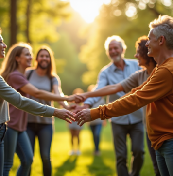Solidarité sociale : les deux types, définitions et exemples illustrés Groupe divers de personnes unies dans un parc